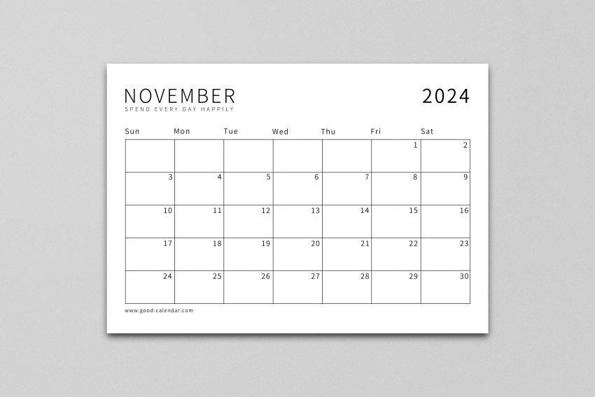 Printable Calendar November 2024 - %E6%A8%AA%E7%89%88850 