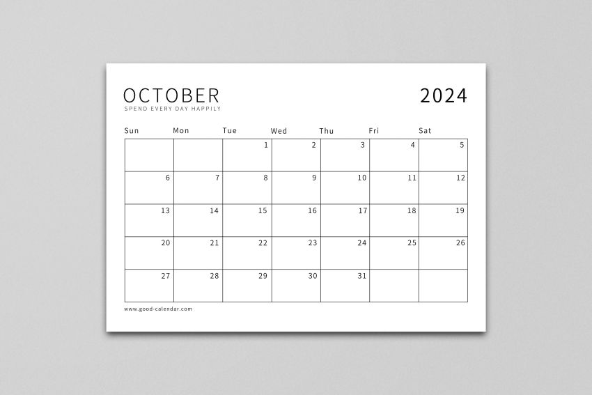 Printable Calendar October 2024 Template