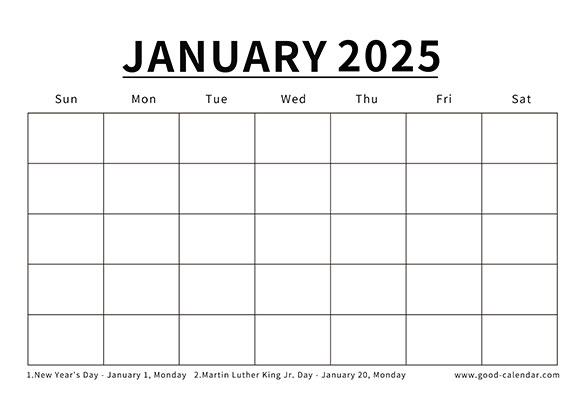 January 2025 calendar-Blank calendar for free download and printing-01